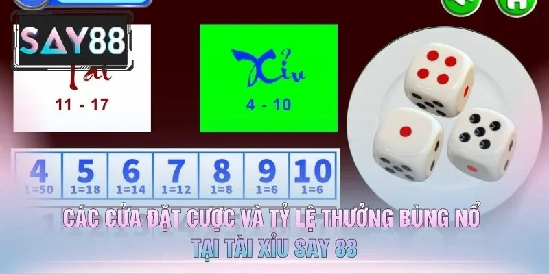 Các Cửa Đặt Cược Và Tỷ Lệ Thưởng Bùng Nổ Tại Tài Xỉu Say 88